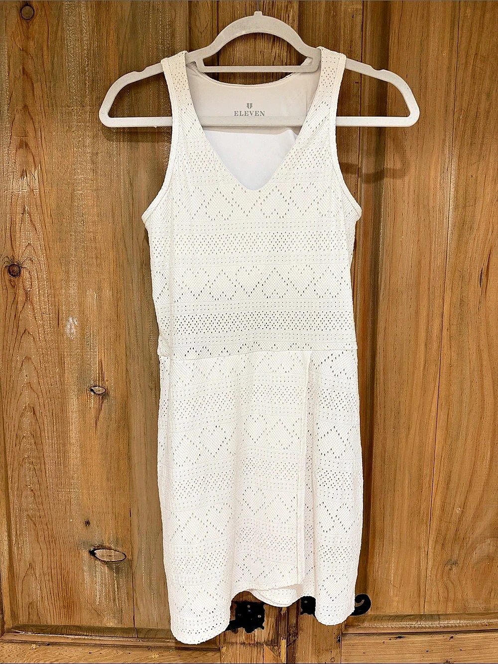 Eleven Heart Geometric Knit tennis Mini Dress in White Like New